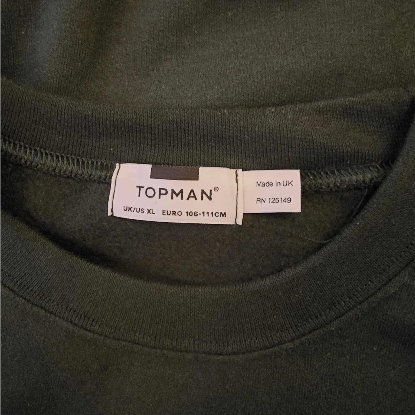 Topman Men’s Bottle Green Embroidered Tiger Sweatshirt Size XL - Timelessfashions