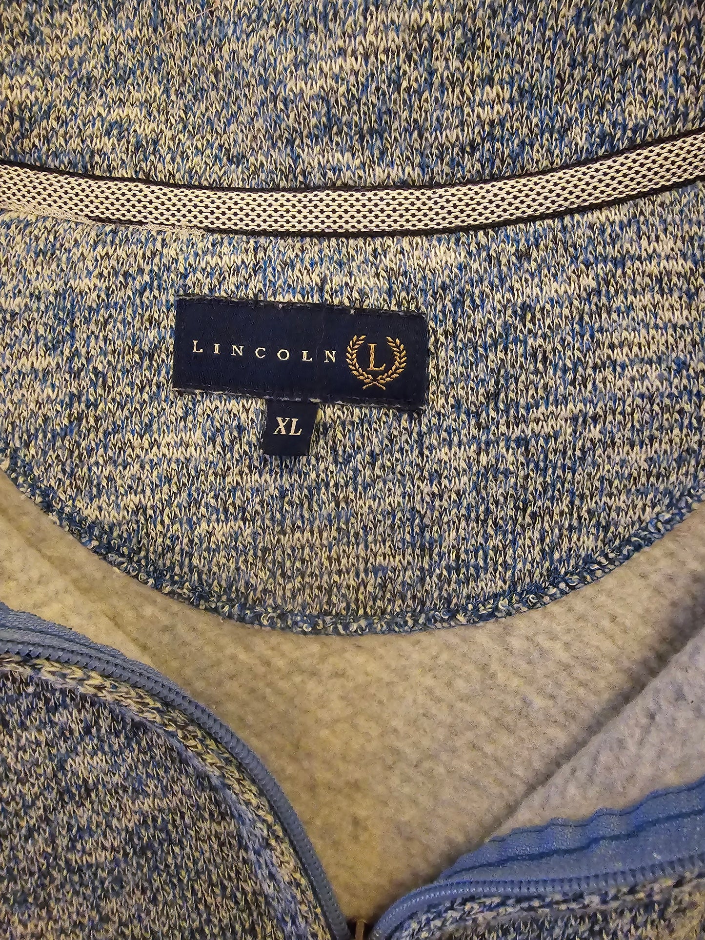 Lincoln Men's Blue/Grey 1/4 Zip Front Sweatshirt UK XL Timelessfashions