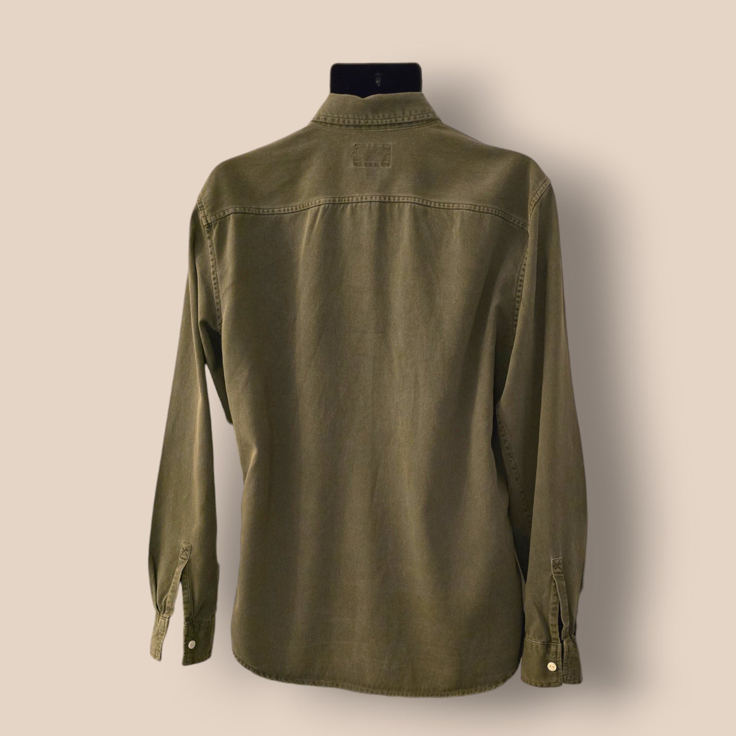 Pull & Bear Slim Fit Khaki Long Sleeve Shirt UK L Timeless Fashions