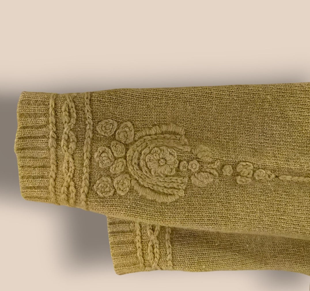 Caroline Charles Vintage Olive Green Embossed Cardigan UK 14 US 10 EU 42 Timeless Fashions