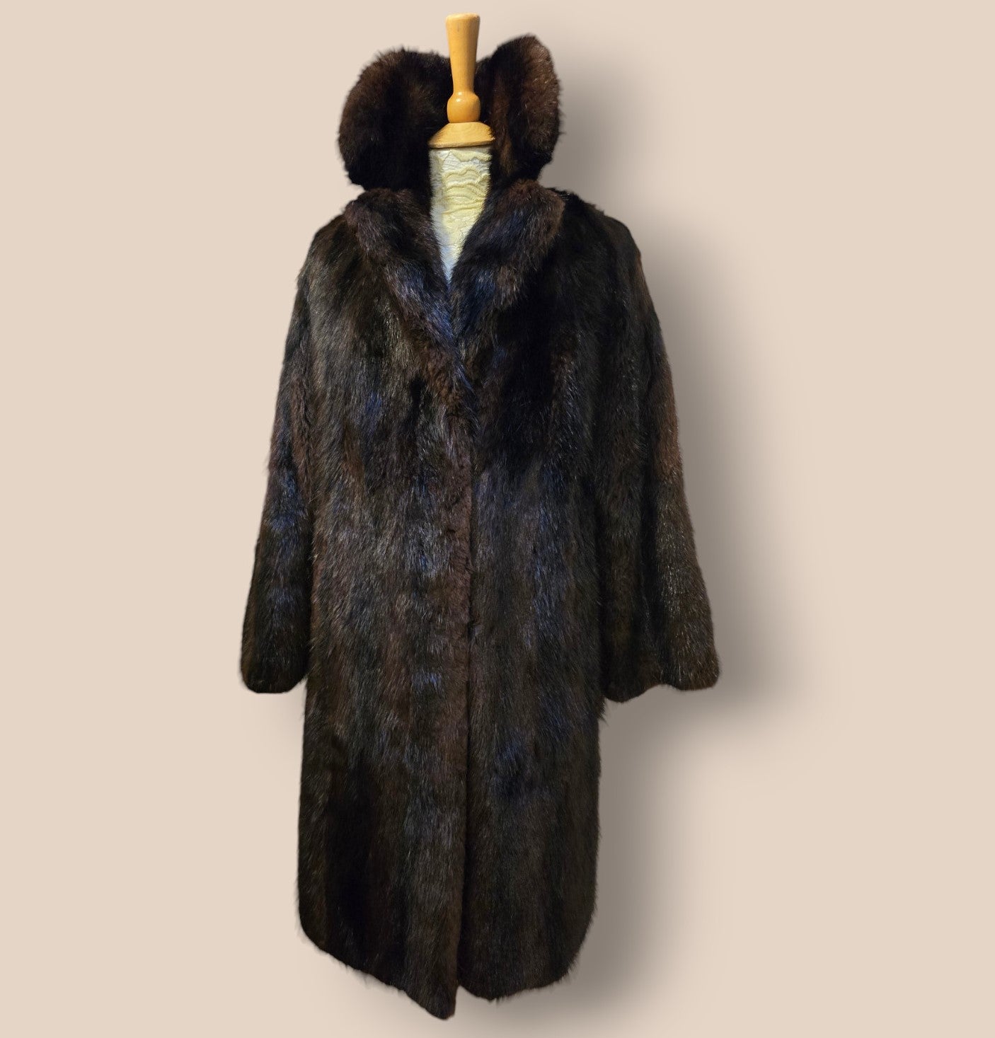 Harrods Vintage 1940's Full Length Genuine Mink Fur Coat UK 14 US 10 EU 42