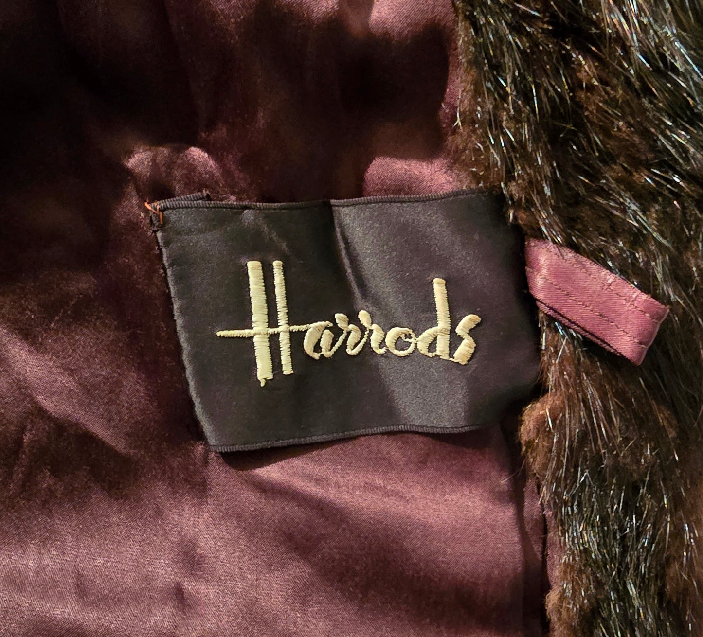 Harrods label on a fur coat