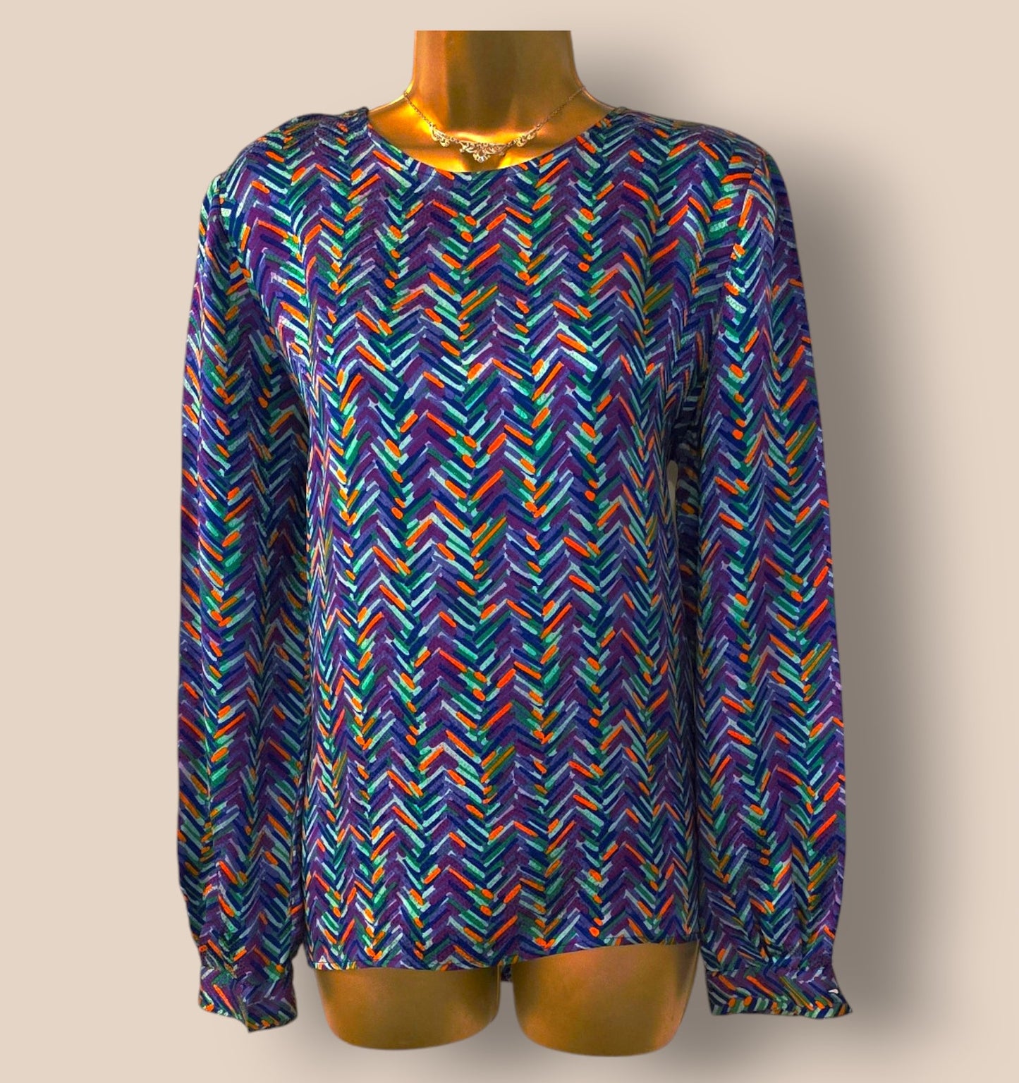 Valentino Miss V Vintage Silk Multicoloured Blouse UK 10 US 6 EU 38 IT 44 Timeless Fashions