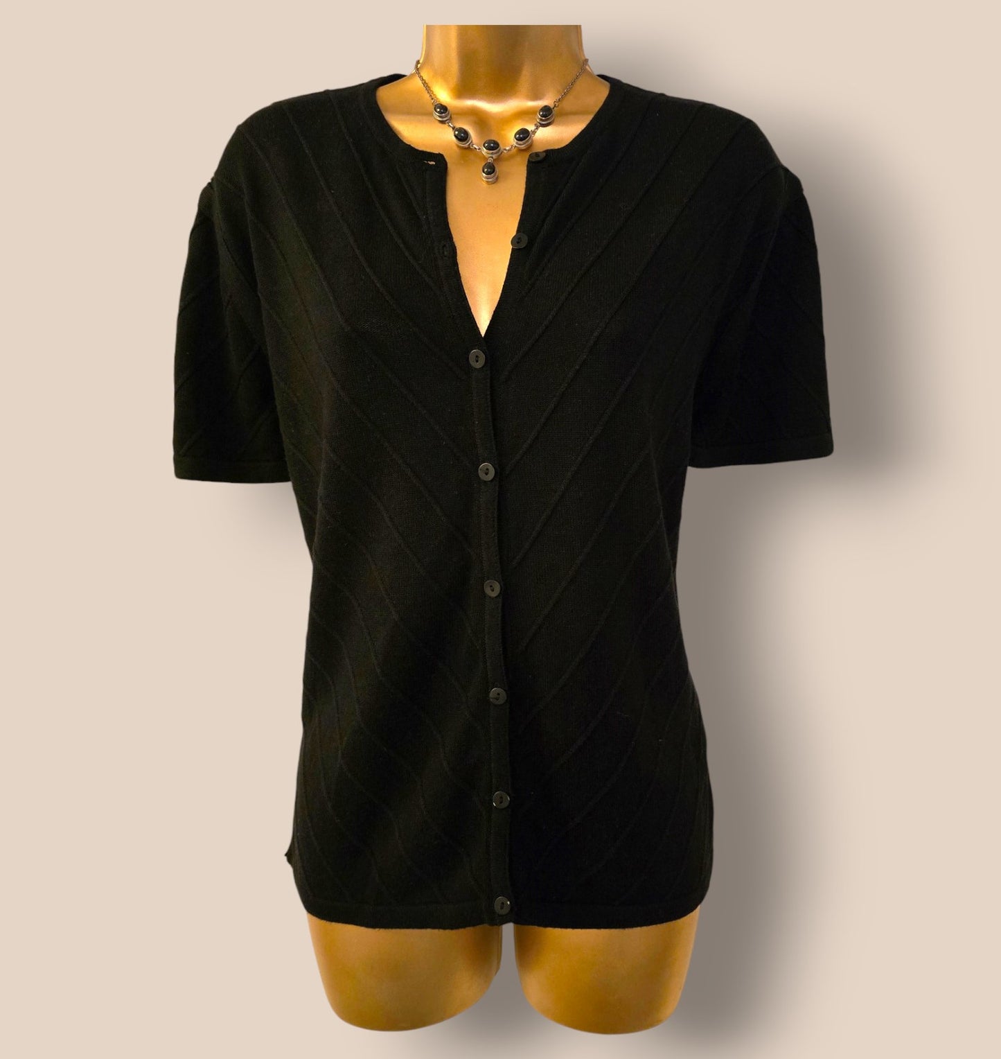 Caroline Charles Women’s Black Short Sleeve Cardigan UK 16 US 12 EU 44 Timeless Fashions