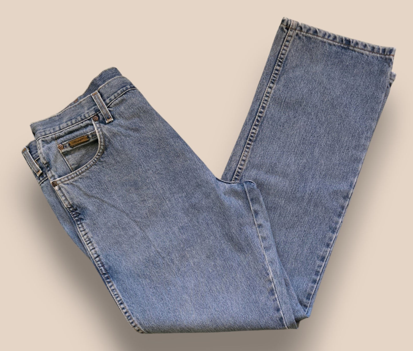 Wrangler Men's Blue Denim Jeans Straight Leg W38 L32 Timelessfashions
