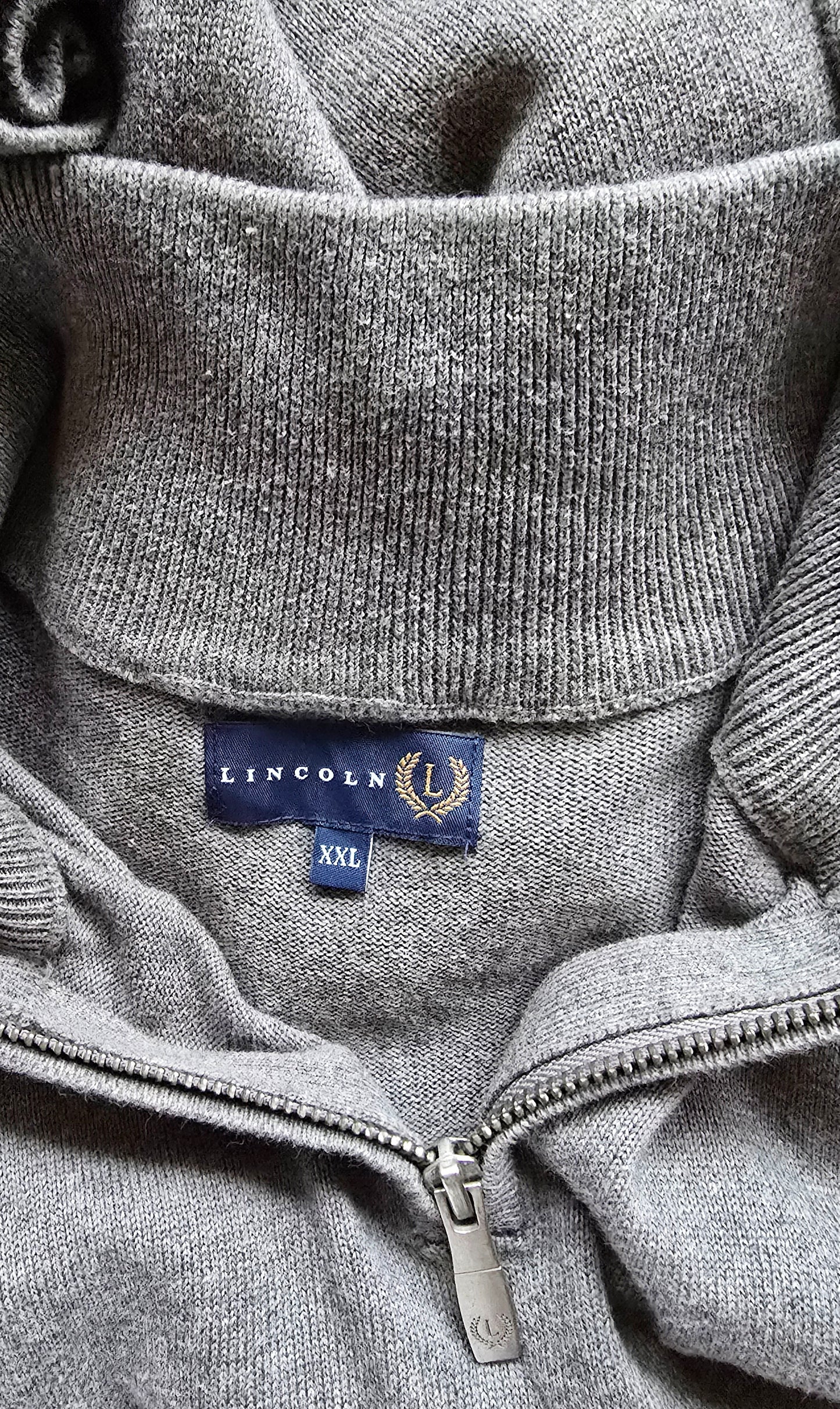 Lincoln Men's Grey Fine Knit Long Sleeve Sweater UK XXL Timelessfashions