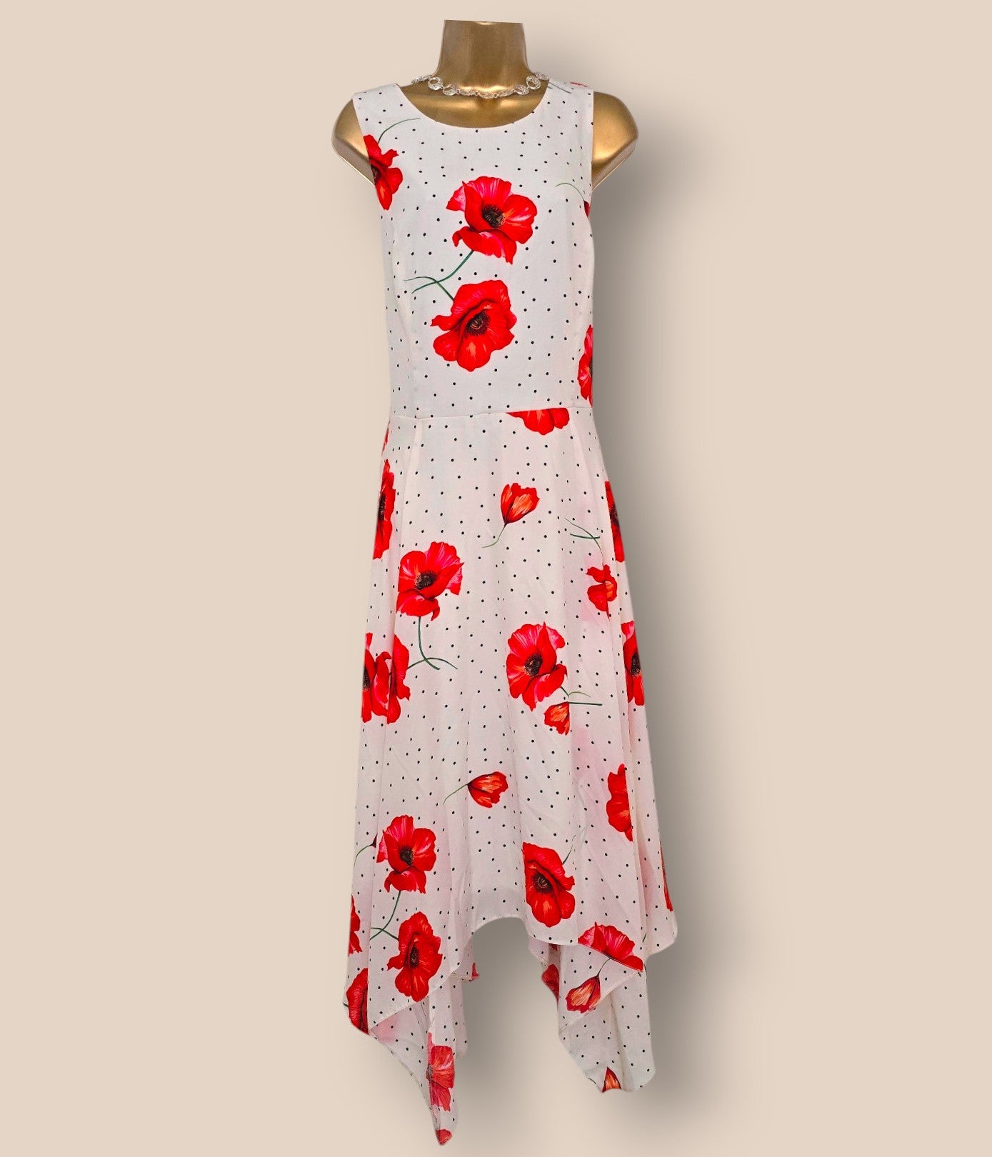 Roman Handkerchief Hem Poppy Dress UK 18 US 14 EU 46 Timeless Fashions