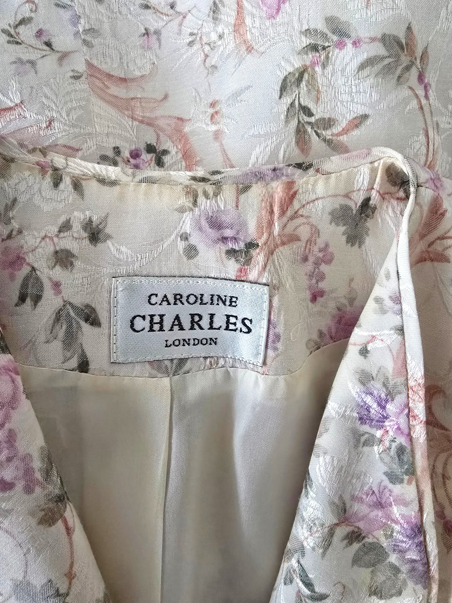 Caroline Charles Silk Floral Longline Jacket UK 8 US 4 EU 34 Timeless Fashions