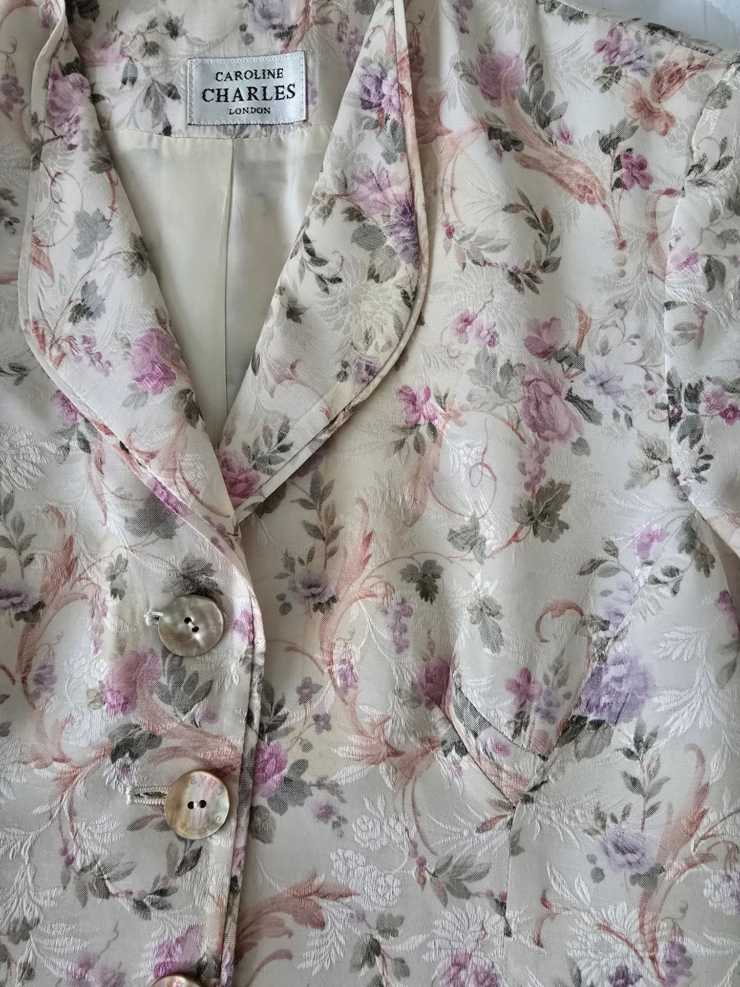 Caroline Charles Silk Floral Longline Jacket UK 8 US 4 EU 34 Timeless Fashions