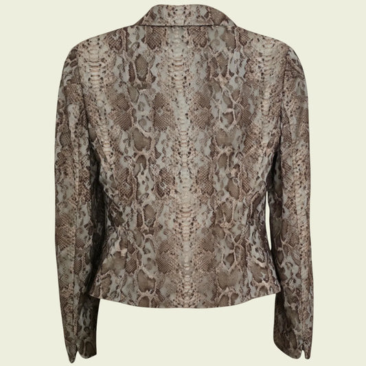 Caroline Charles Vintage Brown Snake Print Jacket UK 10 US 6 EU 38 - Timelessfashions