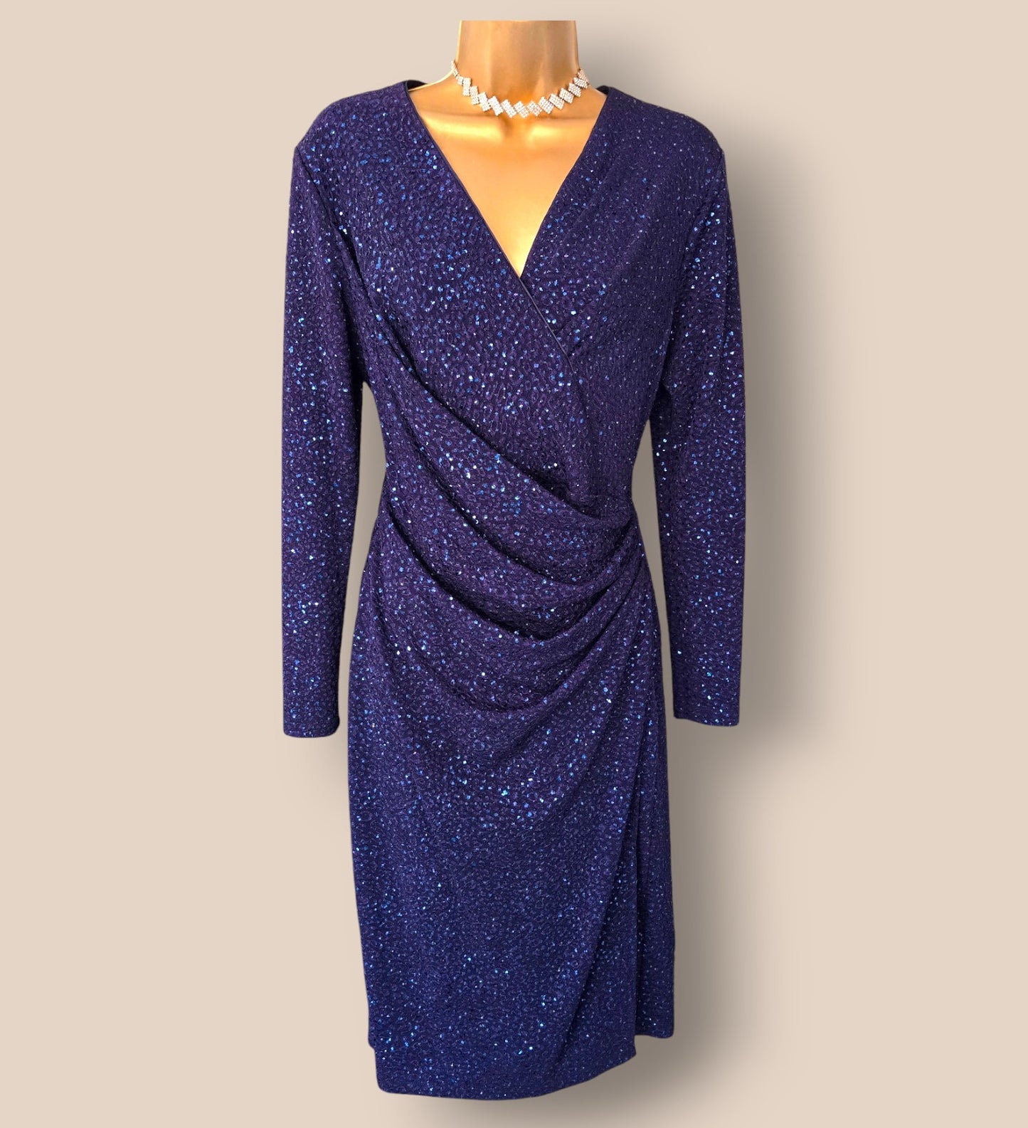 Damsel In A Dress Midnight Blue Sequinned Dress UK 14 US 10 EU 42 Timeless Fashions