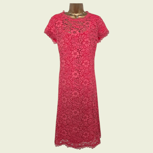 Caroline Charles Coral Lace Dress UK 14 US 10 EU 42 - Timelessfashions