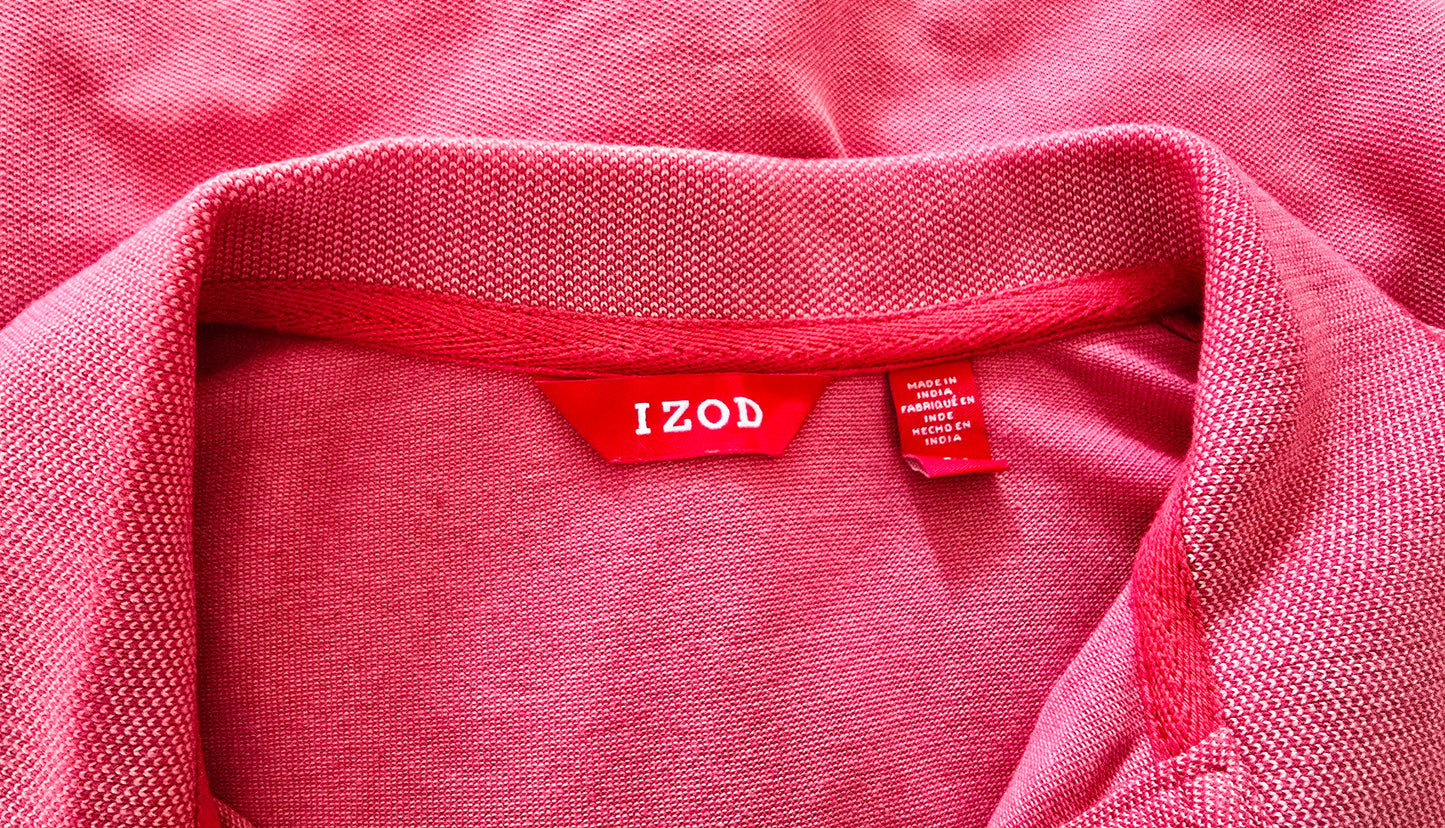 IZOD Mens Pink Short Sleeve Cotton Polo Shirt UK L Timeless Fashions