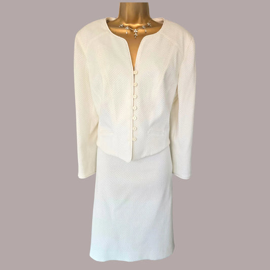 Caroline Charles Vintage White 2 Piece Suit UK 16 US 12 EU 44 - Timelessfashions