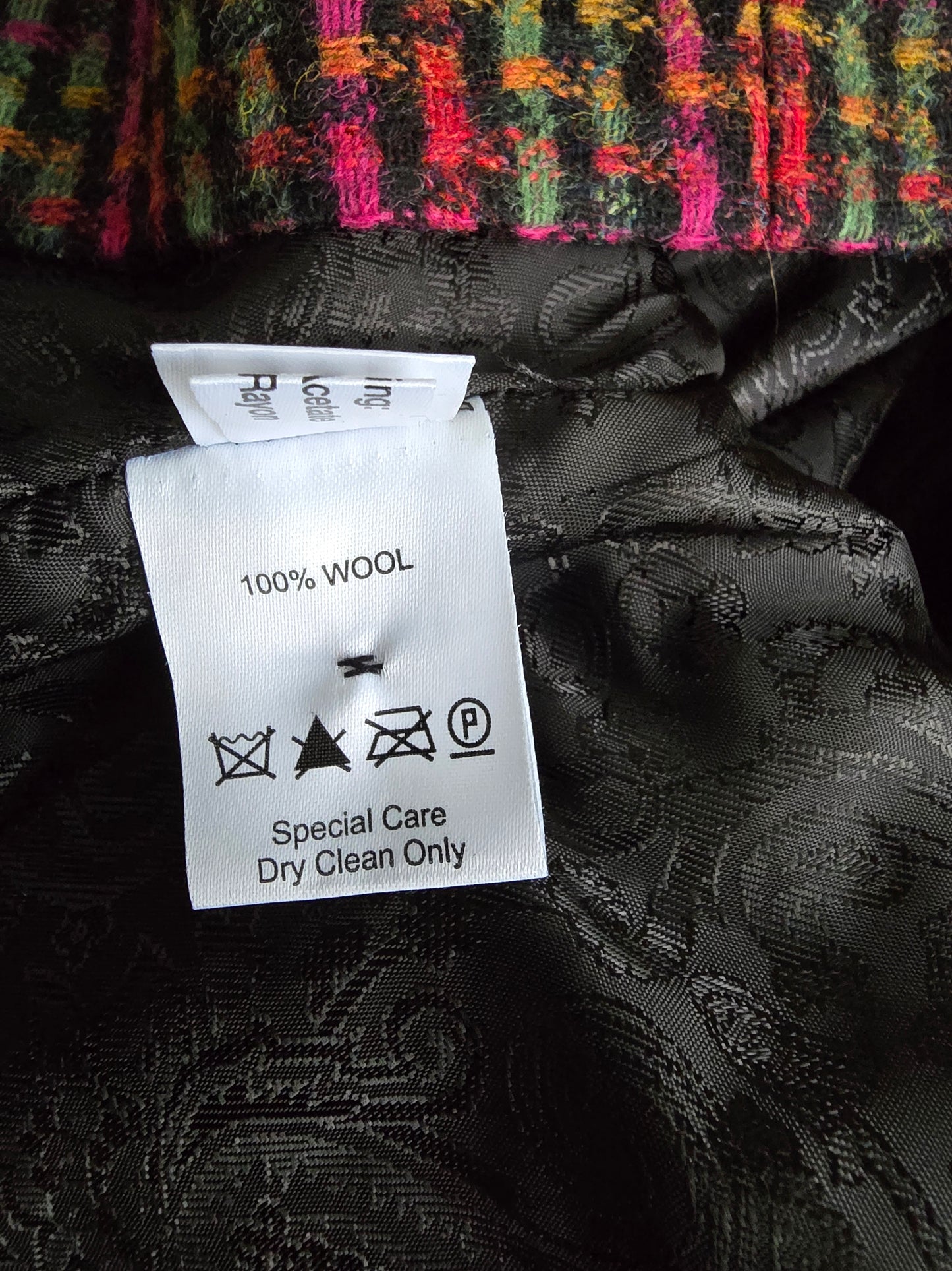 Clothing label on a textured fabric background