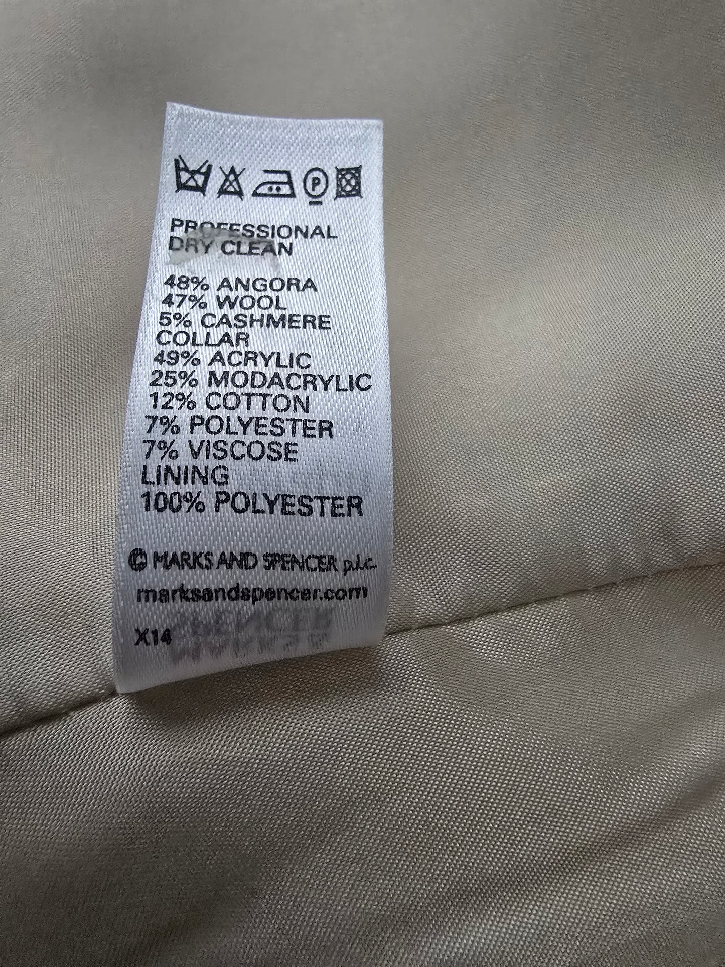 Autograph Womens Beige Fur Trimmed Jacket UK 16 US 12 EU 44