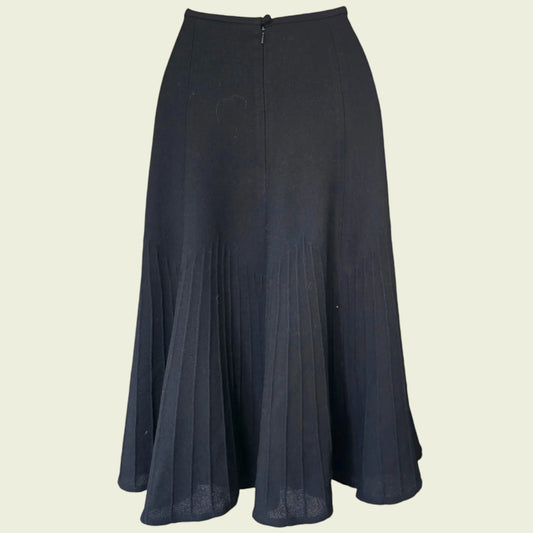 Caroline Charles Vintage Black Pleated Flared Skirt UK 16 US 14 EU 44 - Timelessfashions
