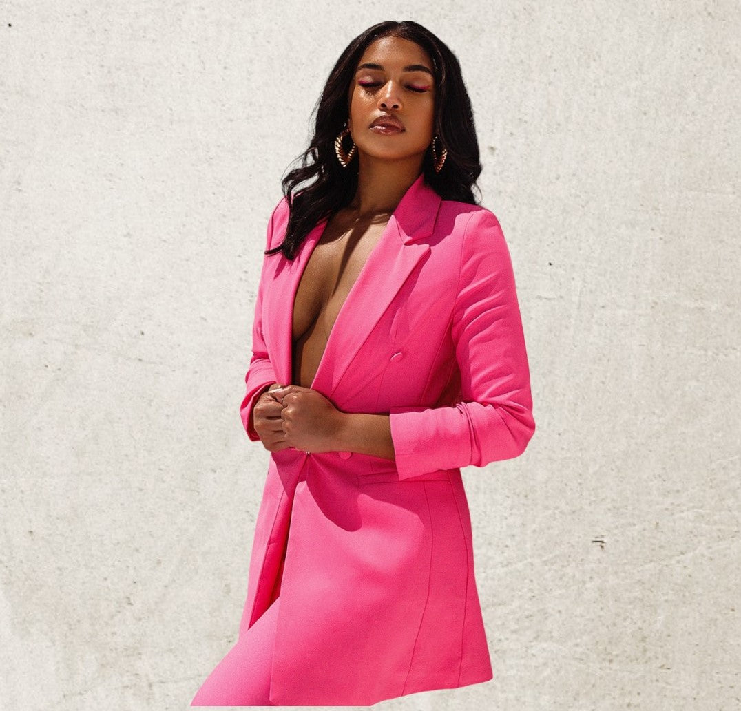 Pretty LittleThing Bubblegum Pink Double Breasted Woven Blazer UK 10 US 6 EU 38 BNWT Timeless Fashions