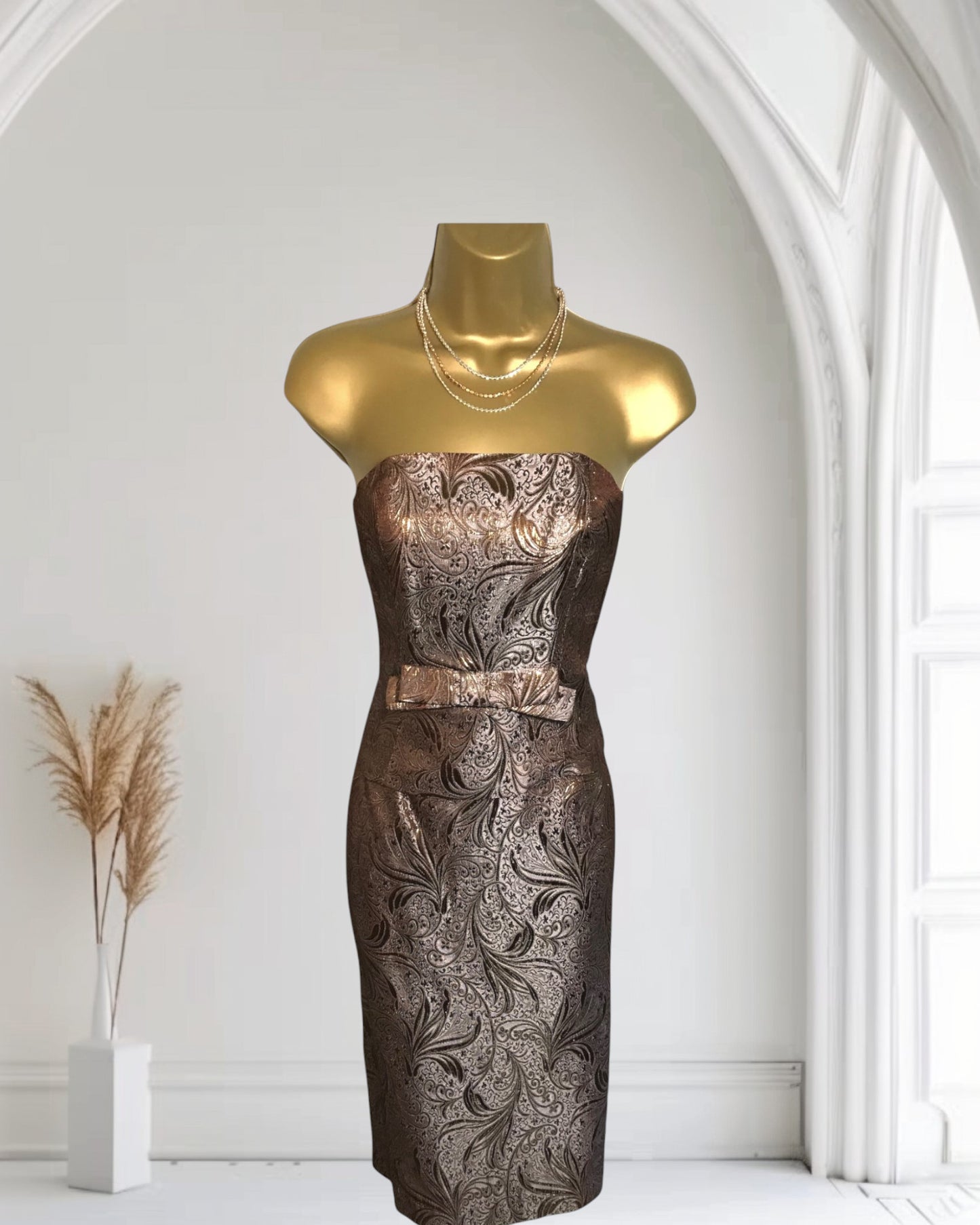 Next Bronze Gold Vintage Jacquard Metallic Special Occasion Outfit UK 8 US 6 EU 36 Timeless Fashions