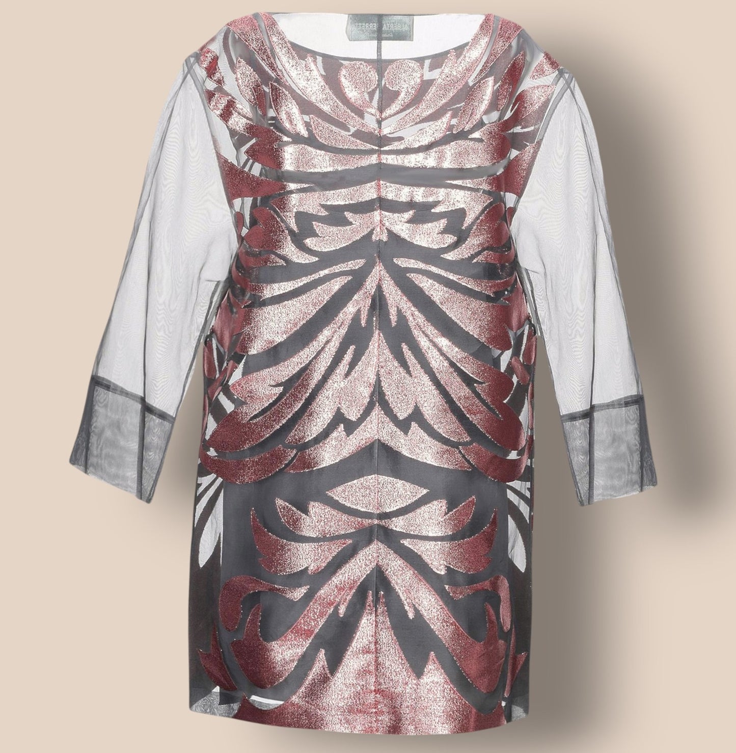 Alberta Ferretti Metallic Copper & Grey Sheer Organza Silk Dress UK 8 US 4 EU 36 Timeless Fashions