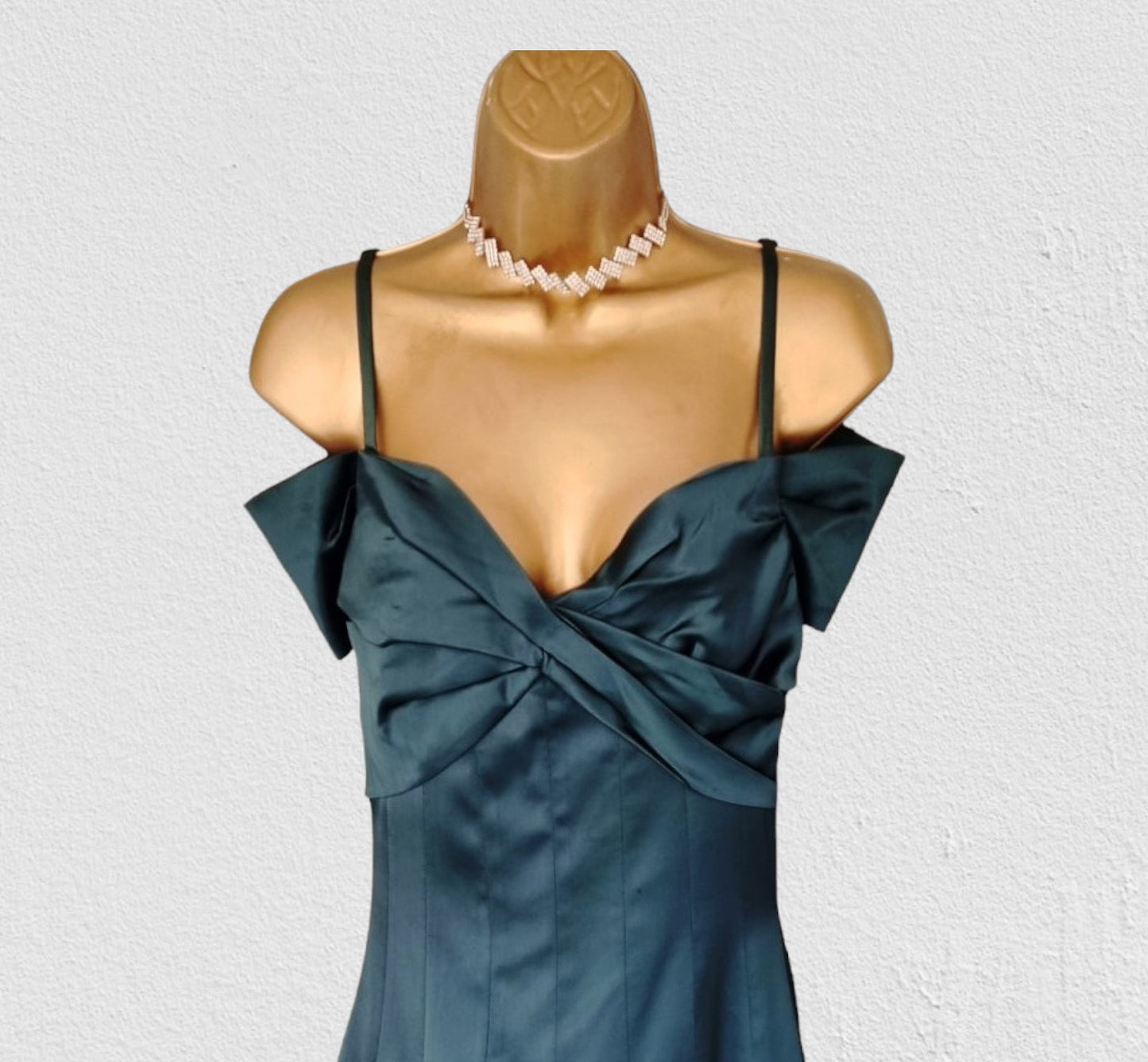 Karen Millen Emerald Green Satin Look Occasion Dress UK 10 US 6 EU 36 Timeless Fashions