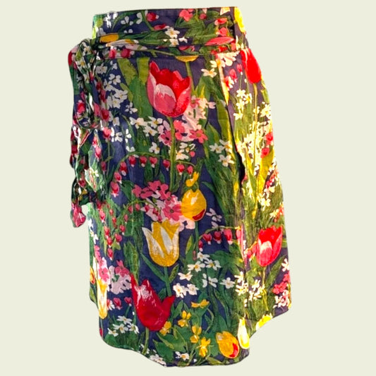 Tory Burch Womens Multicoloured Floral Silk Mini Wrap Skirt UK 6 - Timelessfashions