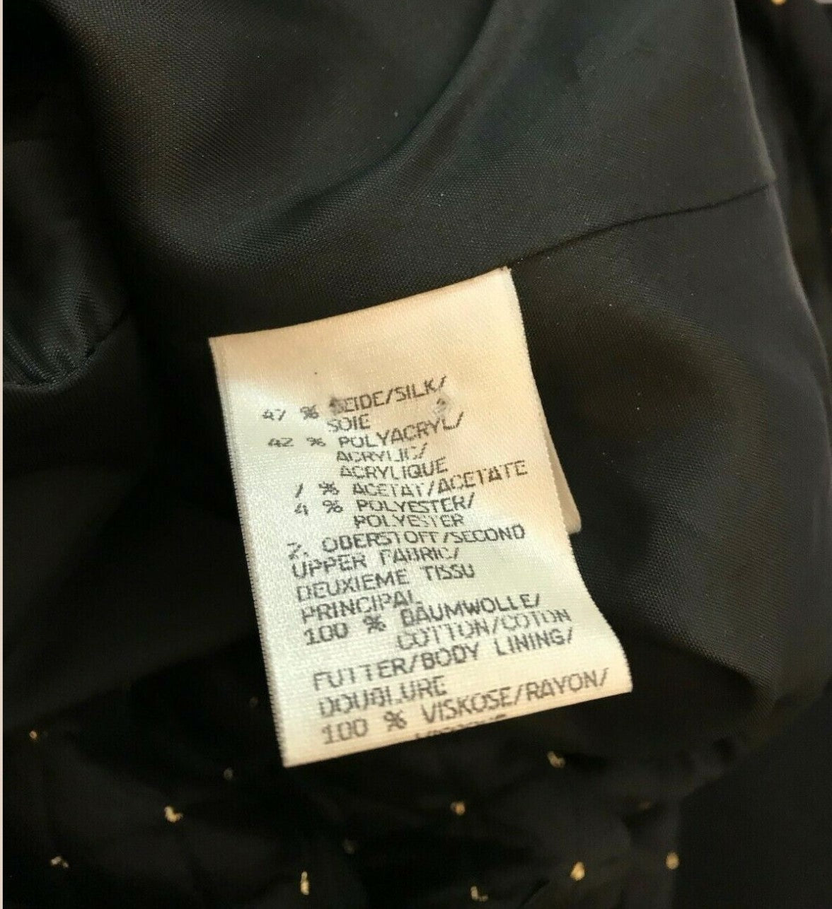 Basler Womens Vintage Black Silk 80's Jacket UK 8/10 US 4/6 EU 36/38 Timeless Fashions