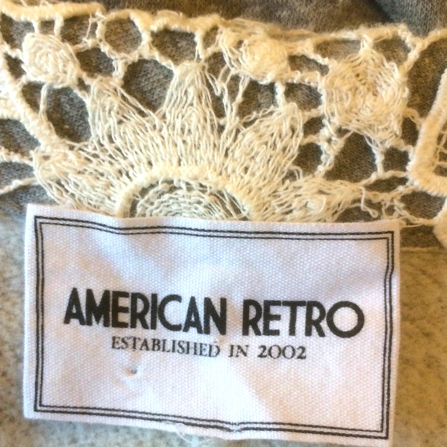 American Retro Grey & Cream Applique Light Fleece Jacket UK 12 US 8 EU 40 - Timelessfashions