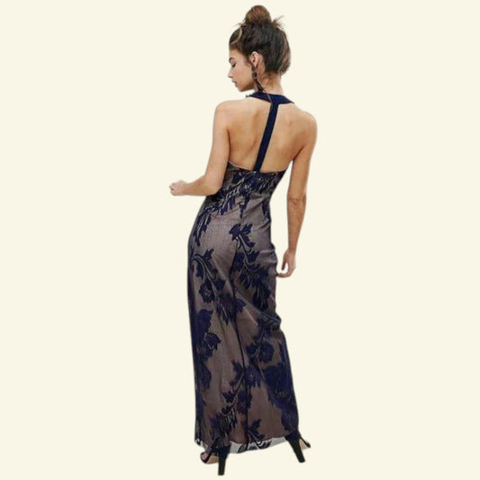 Little Mistress Blue Embellished Maxi Dress UK 8 US 4 EU 36 - Timelessfashions