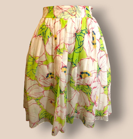 Moschino White Floral Silk & Cotton Skirt UK 8 US 4 EU 36 Timeless Fashions