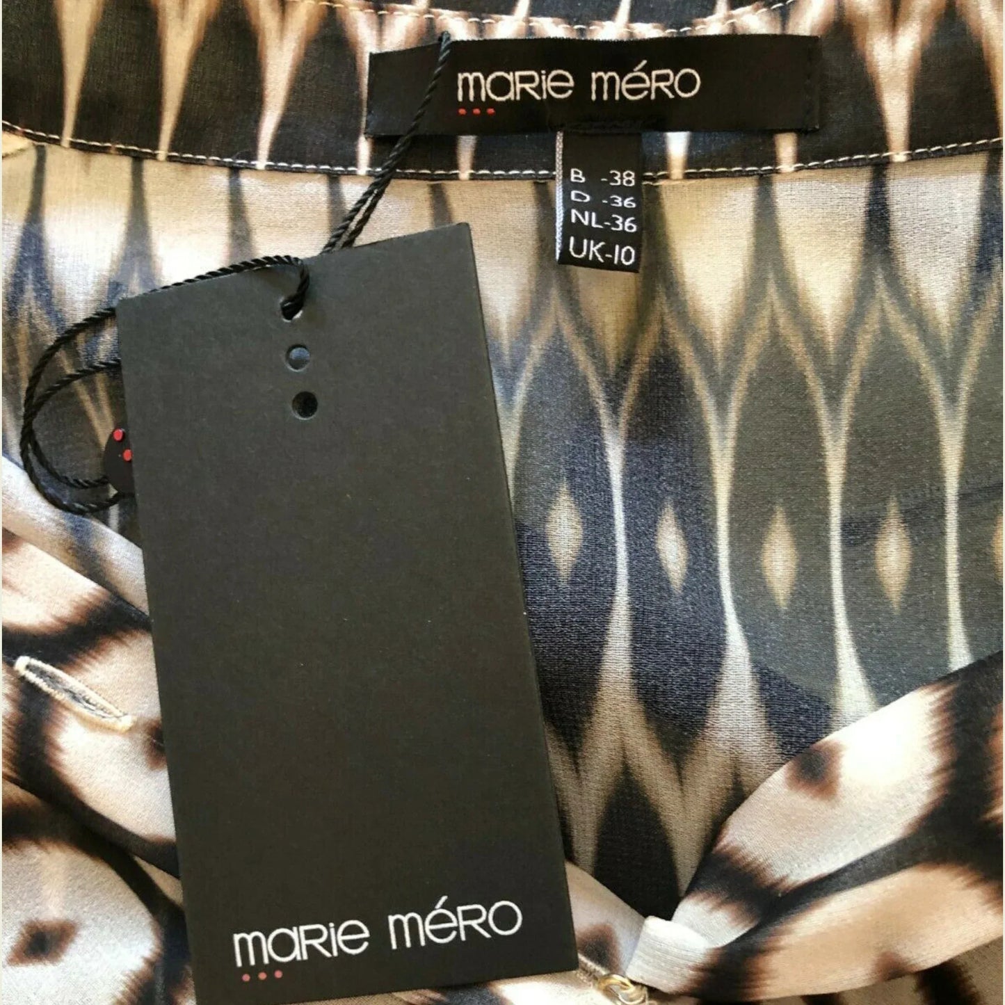 Marie Mero Brown Longline Chiffon Blouse UK 10 US 6 EU 38 - Timelessfashions