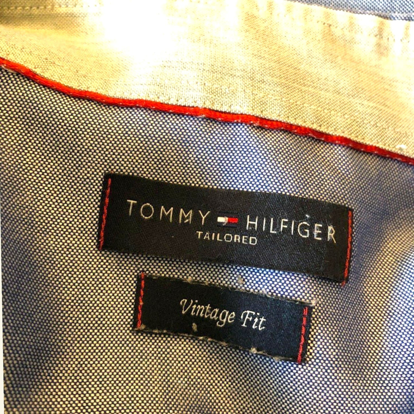 Tommy Hilfiger Men's Mid Blue Elbow Patch Long Sleeve Shirt Size 40 15 3/4" - Timelessfashions