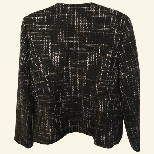 Paul Costelloe Black & White Vintage Zip Wool Blend Jacket UK 16 US 12 EU 44 - Timelessfashions
