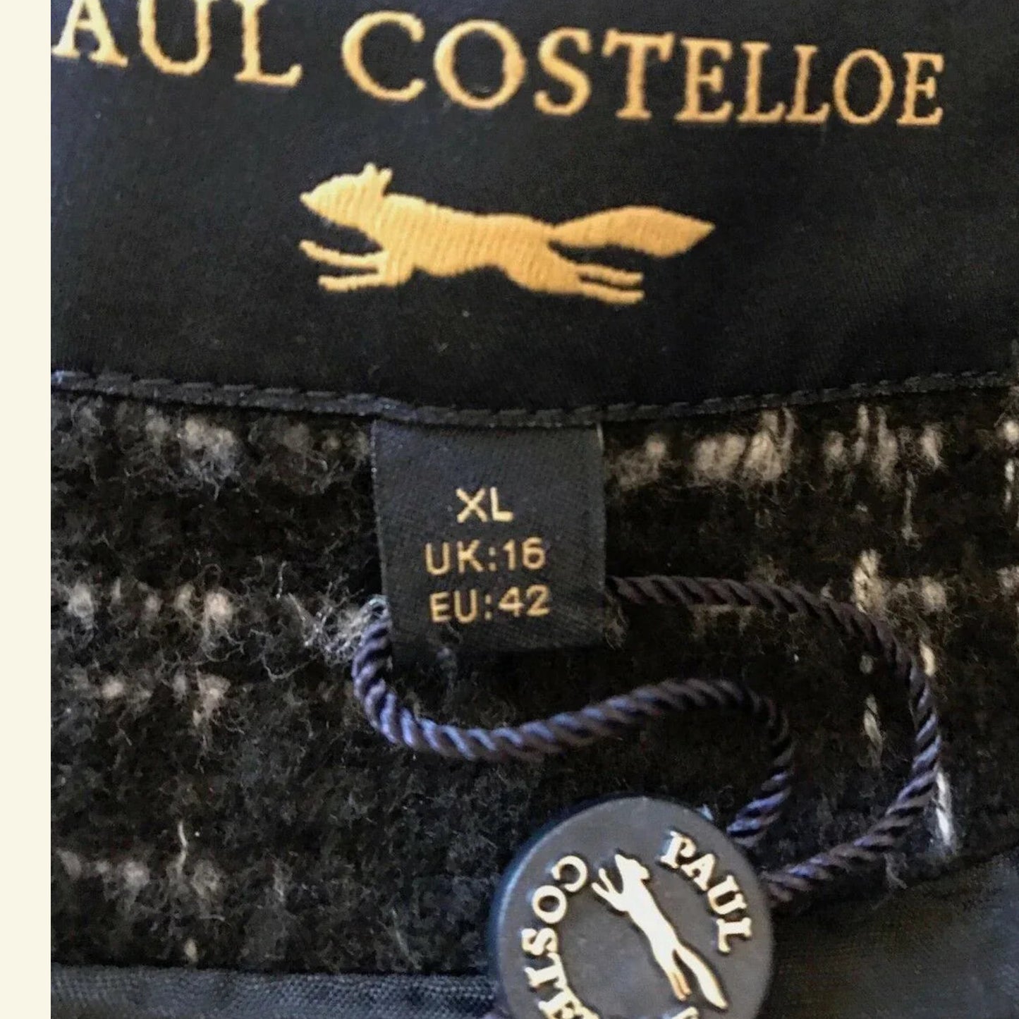 Paul Costelloe Black & White Vintage Zip Wool Blend Jacket UK 16 US 12 EU 44 - Timelessfashions
