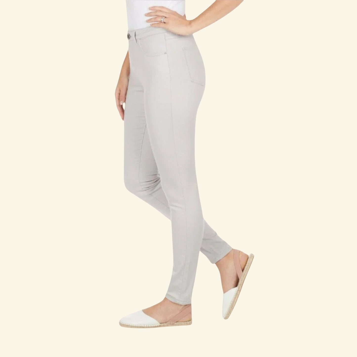 FDJ French Dressing Jeans Pale Grey Olivia Slim Leg UK 8 US 4 EU 36 - Timelessfashions
