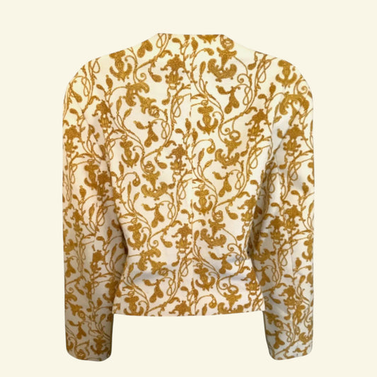 Wolfgang Kaiser Vintage Colette Cream & Gold Cotton Jacket UK 12 US 8 EU 40 - Timelessfashions