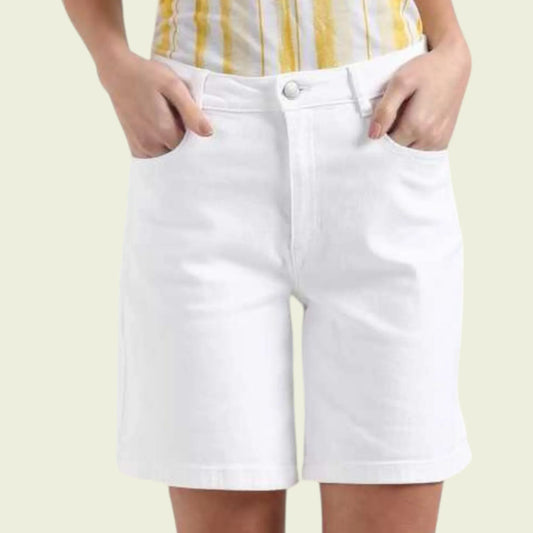 Pomodoro White Stretch Cotton Shorts UK 18 US 14 EU 46 - Timelessfashions