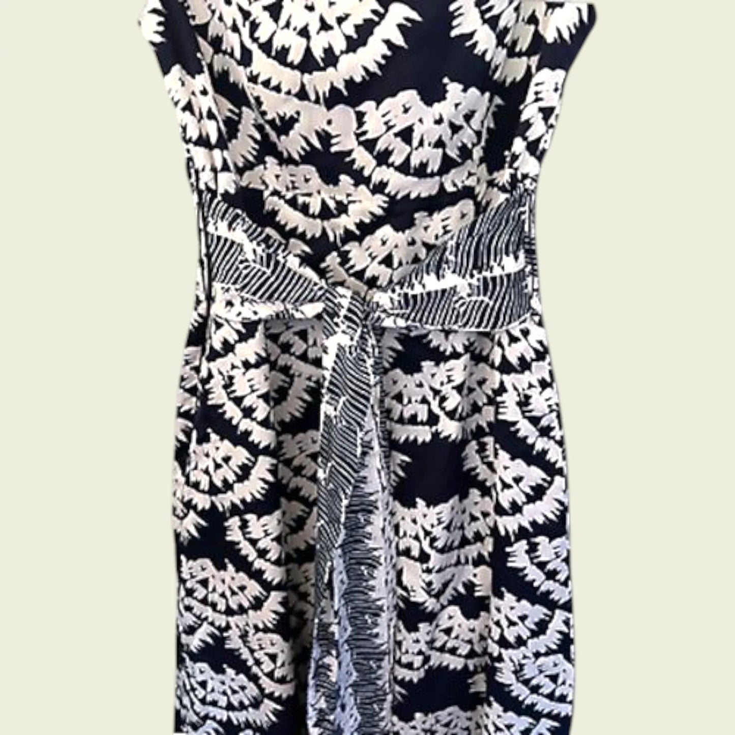 Monsoon Navy Blue & White Cotton Mix Sleeveless Summer Dress UK 10 US 6 EU 38 - Timelessfashions