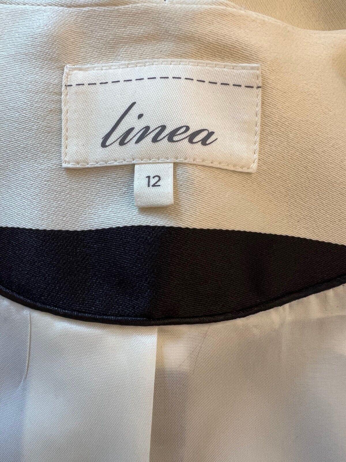 Linea Navy, Ivory & Black Colour Block Dress Jacket Suit UK 12 EU 40 US 8 - Timelessfashions