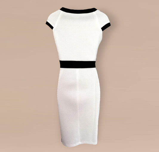 Frank Lyman Black & White Stretch Bodycon Dress UK 12 US 8 EU 40 Timeless Fashions