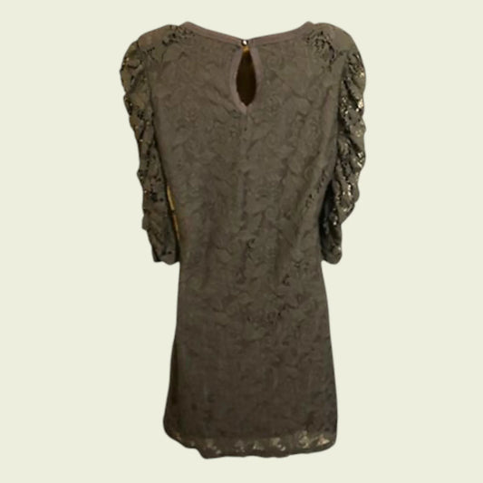Vero Moda Womens Khaki/Grey Lacy Ruched Sleeve Dress UK 12/14 EU 40/42 - Timelessfashions