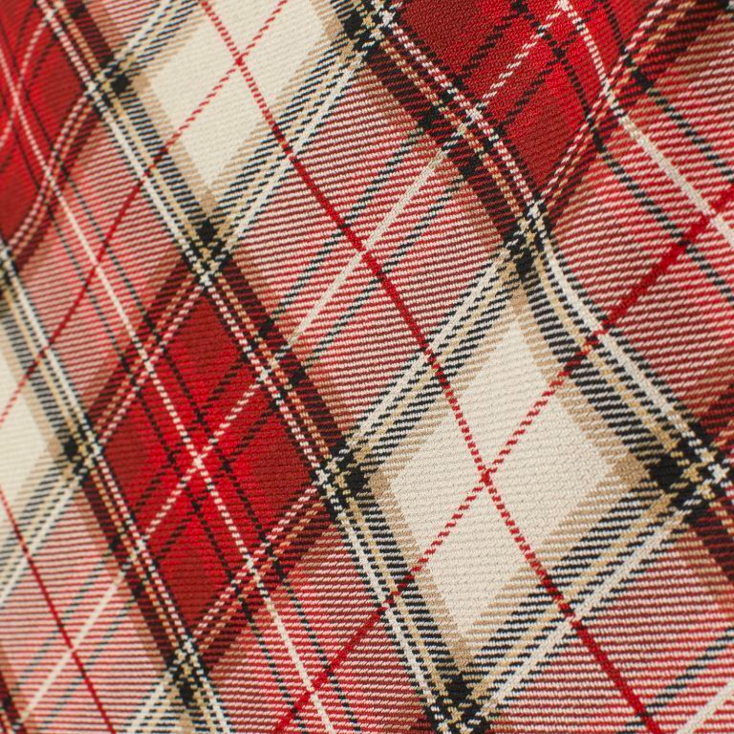 Close-up of a red and beige plaid fabric pattern