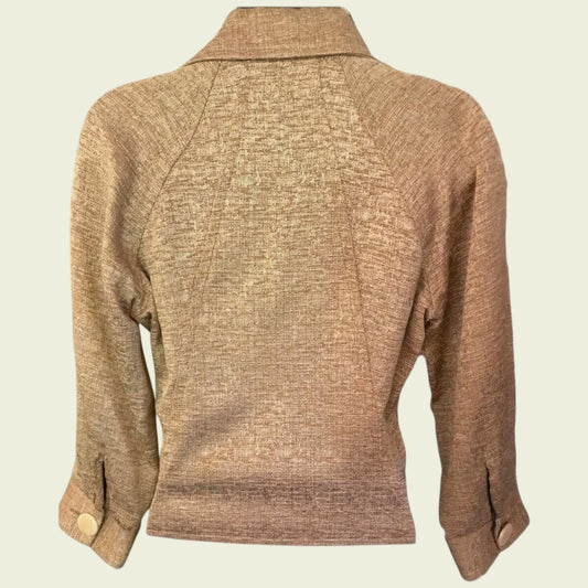 Brown textured jacket on a beige background