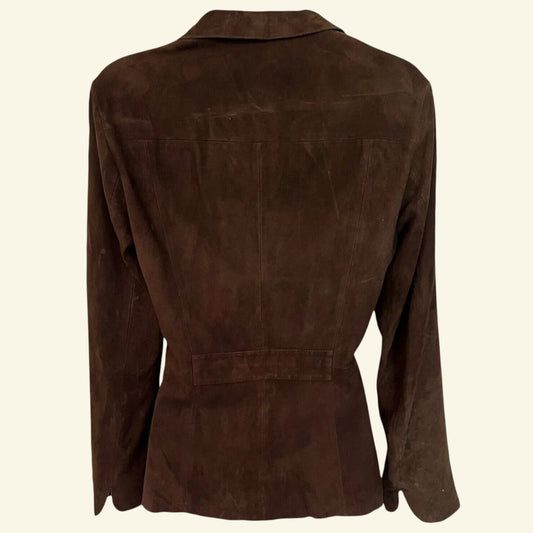 CN Vintage Butter Soft Chocolate Suede Jacket Size XS Approx UK 12 US 8 EU 40 - Timelessfashions