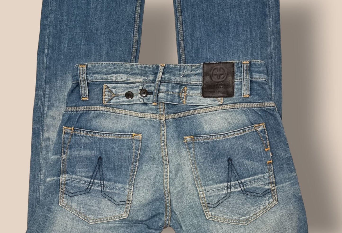 Kuyichi Daniel Men's Blue Regular Fit Straight Leg Faded Denim Jeans W34 L32 Timeless Fashions
