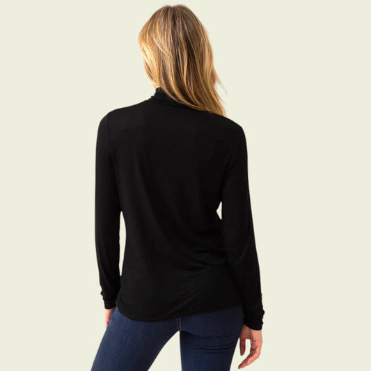 Marble Black Turtle Neck Long Sleeve Top Jumper UK 16 US 12 EU 44 - Timelessfashions