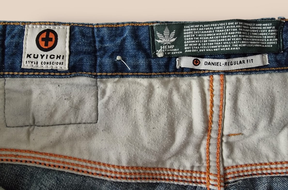 Kuyichi Daniel Men's Blue Regular Fit Straight Leg Faded Denim Jeans W34 L32 Timeless Fashions
