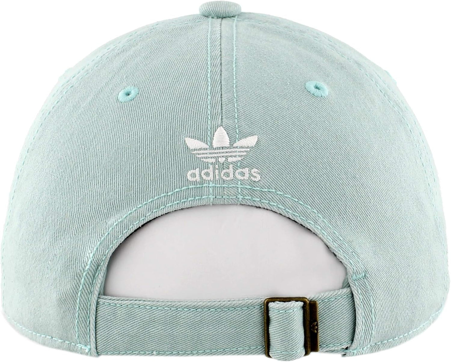 Mint green Adidas cap with white logo on a white background