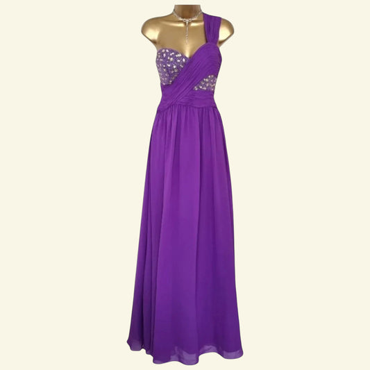 Amore Women’s Purple Long Special Occasion Prom Dress UK 8 US 4 EU 36 - Timelessfashions