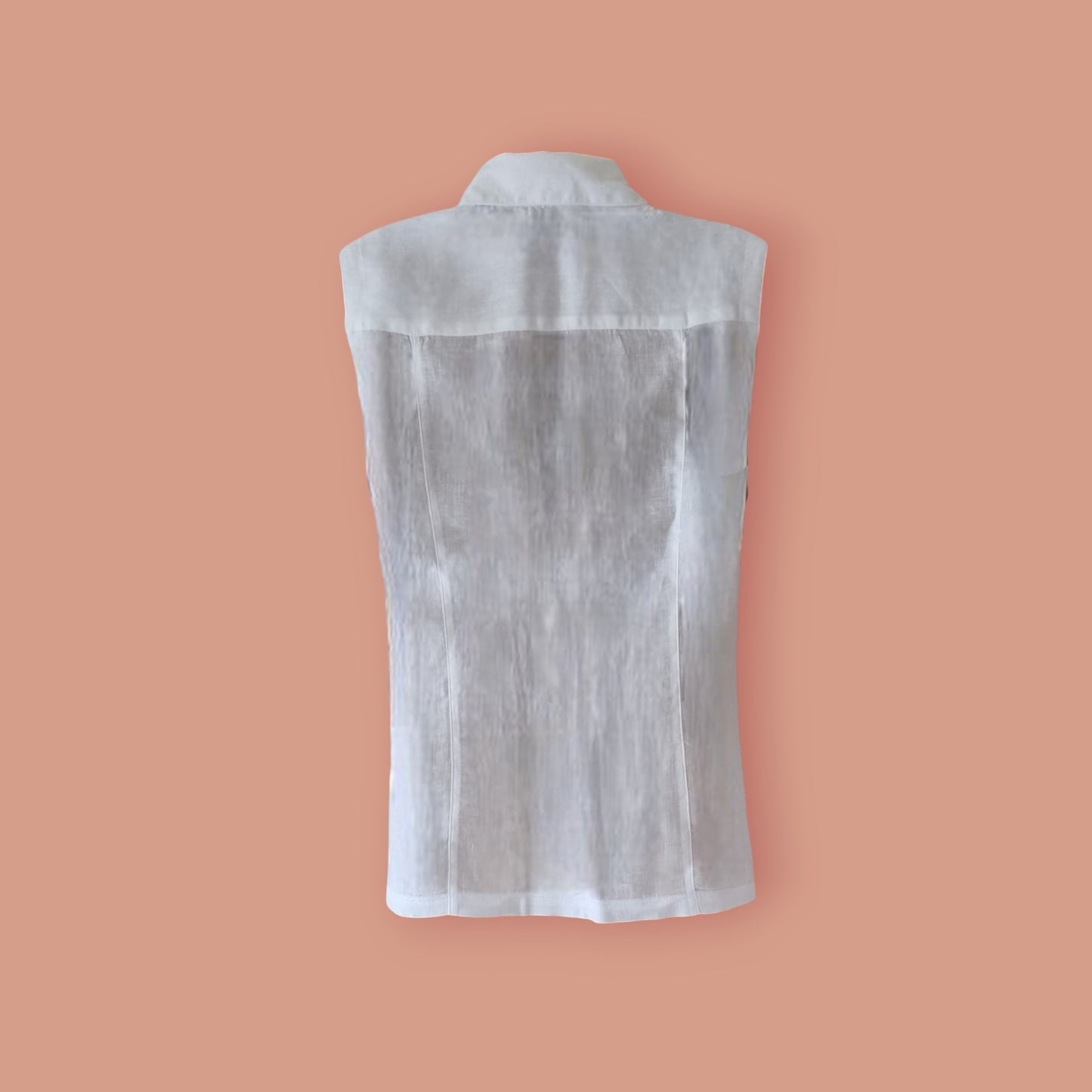 Liz Claiborne White Sleeveless Linen Blouse UK 14 US 10 EU 42 Timeless Fashions